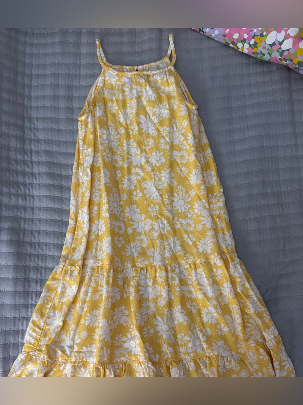 SO Yellow and White Floral Casual Girls Dress